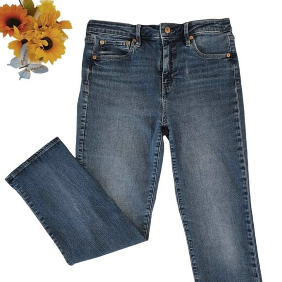 Gap Women's Classic Blue Denim Jeans Size 14 W32 Straight Leg High Rise Stretchy - Picture 13 of 13